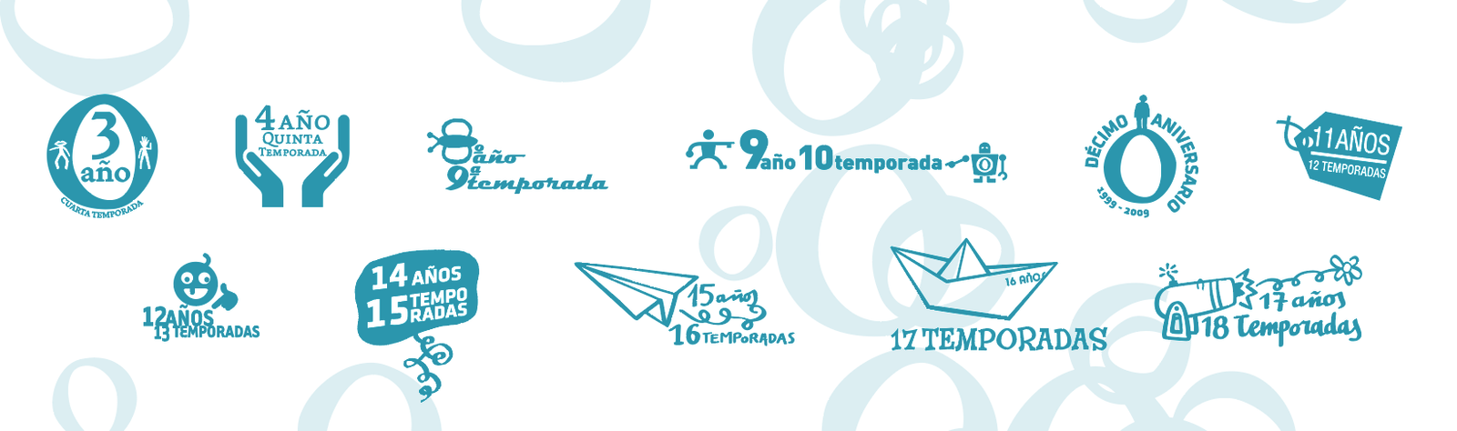 Evolució dels logotips d’aniversari i temporada de Sala Cero