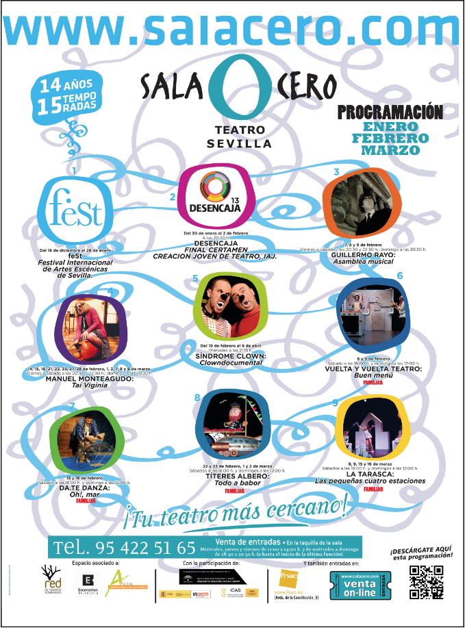 Cartell de programació de Sala Cero Teatro